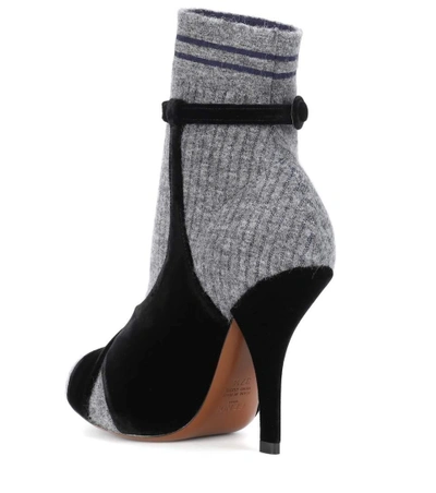 Shop Fendi Mohair And Velvet Ankle Boots In Eer+gr.melaege Marie