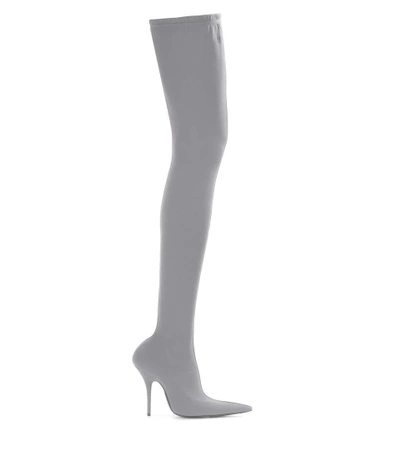 Shop Balenciaga Knife Over-the-knee Boots In Grey