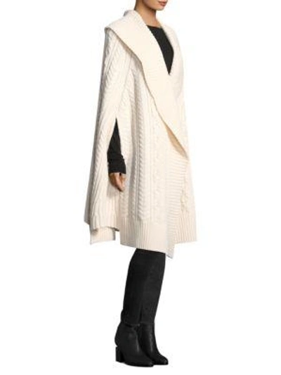 Shop Burberry Cable Knit Wool & Cashmere Poncho In Natural White