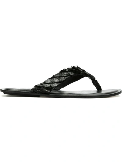 Shop Osklen Leather Flip Flops - Black