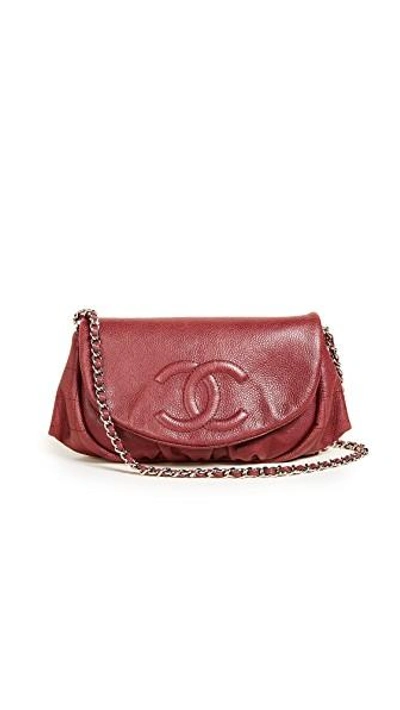 Shop Chanel Caviar Half Moon Wallet On A Chain (previously Owned) In Burgundy