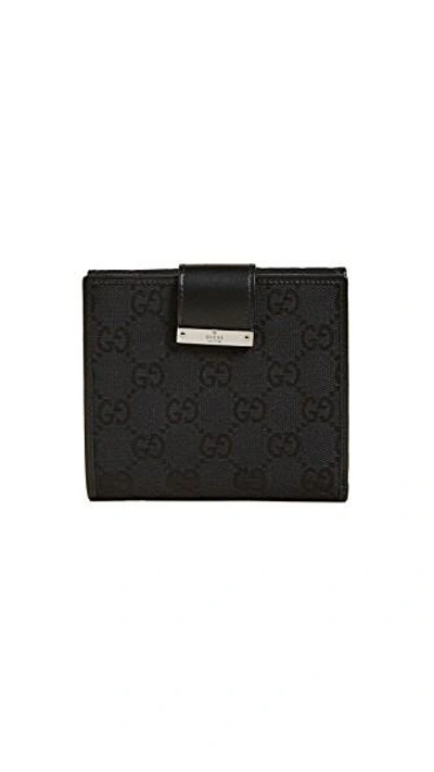 Shop Gucci Canvas Bifold Wallet (previously Owned) In Black