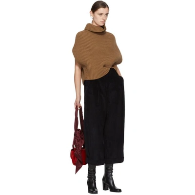 Shop Jil Sander Brown Ribbed Turtleneck Cape