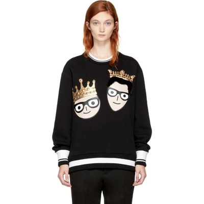 Shop Dolce & Gabbana Black Crowned Designers Sweatshirt