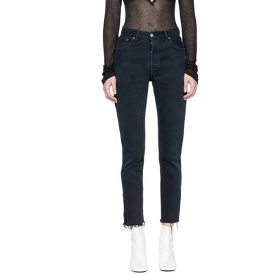 Shop Olivier Theyskens Black Re/done Levis Edition Tenim High-rise Ankle Crop Jeans In Off-black