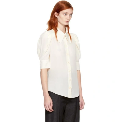 Shop Chloé Beige Silk Bow Shirt