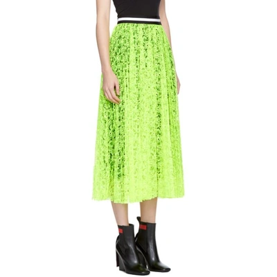 Shop Msgm Yellow Pleated Lace Skirt In 08 Yellow