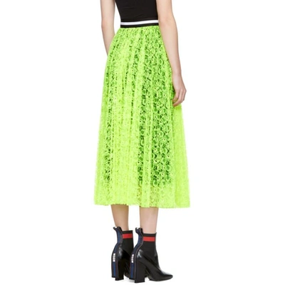 Shop Msgm Yellow Pleated Lace Skirt In 08 Yellow