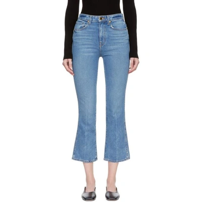 Shop Khaite Blue Benny Crop Flare Jeans