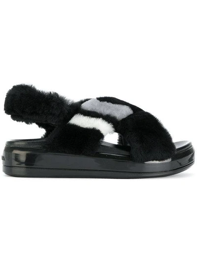 Shop Prada Faux Fur Sandals