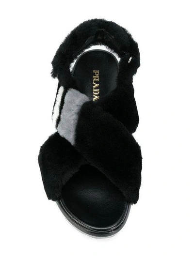 Shop Prada Faux Fur Sandals