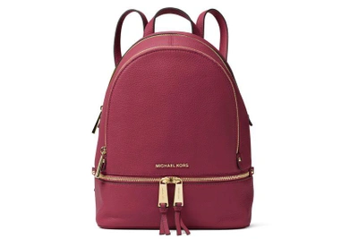 Shop Michael Michael Kors Rhea Middle Leather Backpack In Red