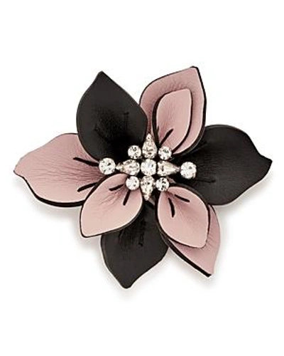 Shop Marni Leather Flower Pin In 00c20 Quar