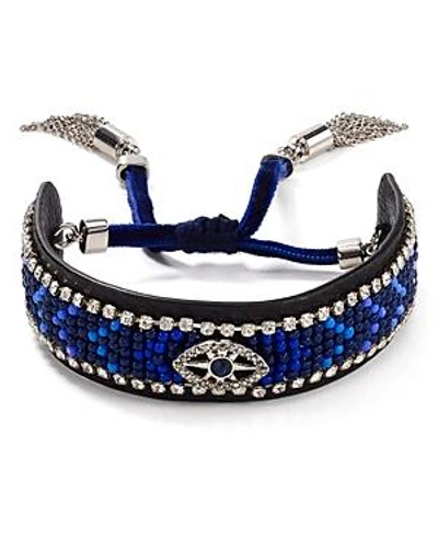 Shop Rebecca Minkoff Evil Eye Bracelet In Blue/silver