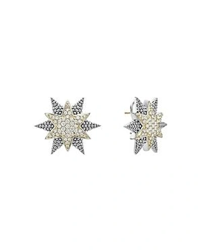 Shop Lagos 18k Gold & Sterling Silver North Star Diamond Large Stud Earrings In White/silver