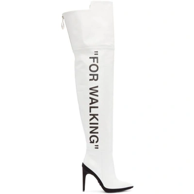 Shop Off-white White For Walking Over-the-knee Boots In 0110 White/black