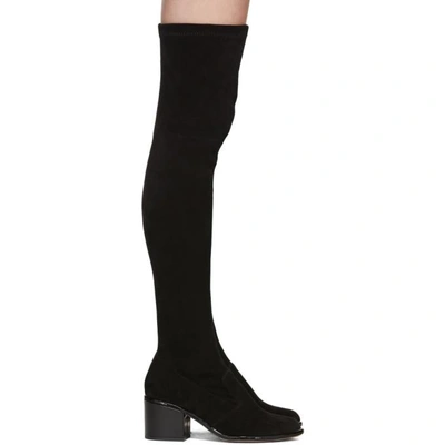 Shop Robert Clergerie Black Suede Mepe Tall Boots