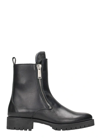 Shop Dsquared2 Zip Up Black Leather Ankle Boots