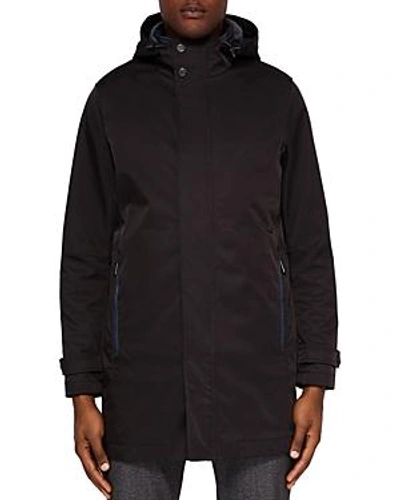 Shop Ted Baker Stack Hooded Mac Jacket In Black