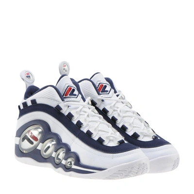 Fila White Blue Bubbles Mid Sneakers | ModeSens