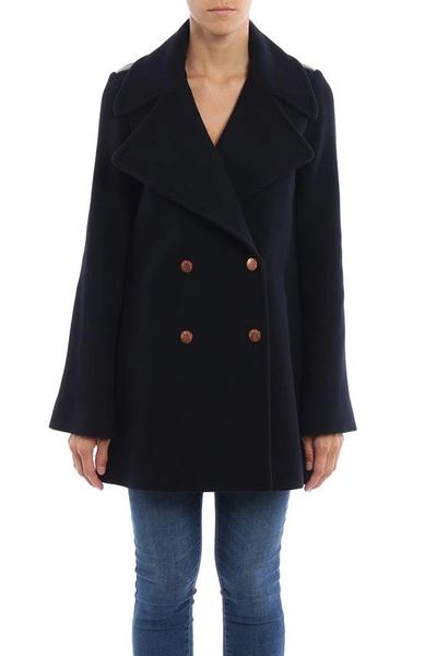 Shop See By Chloé Double Chest Coat In Blue
