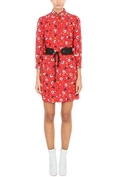 Shop Marc Jacobs Painted Flower Shirt Dress In Red