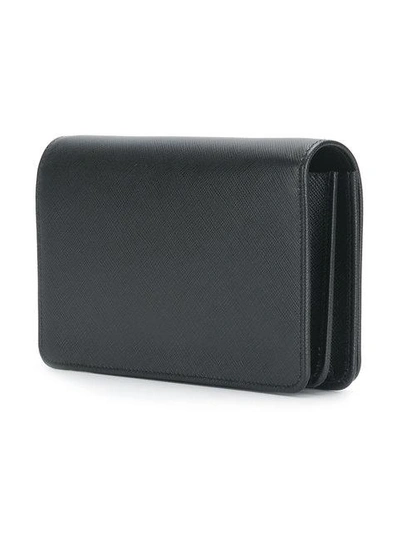 Shop Prada Saffiano Logo Clutch In Black