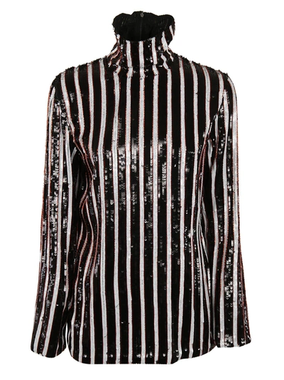 Shop Msgm Stripe Top In Black