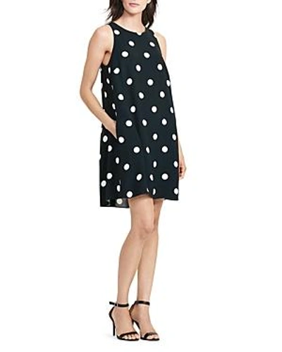 Shop Ralph Lauren Lauren  Polka-dot Shift Dress In Black/colonial Cream