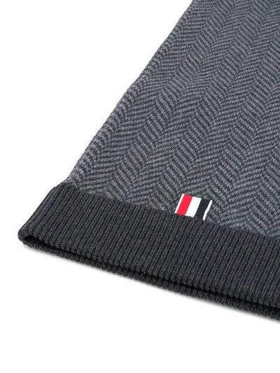 Shop Thom Browne Pompom Knitted Long Beanie - Grey