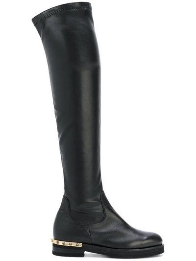 Shop Baldinini Studded Heel Boots In Black