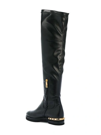 Shop Baldinini Studded Heel Boots In Black
