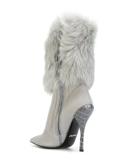 Shop Baldinini Faux Fur Trim Boots - Grey