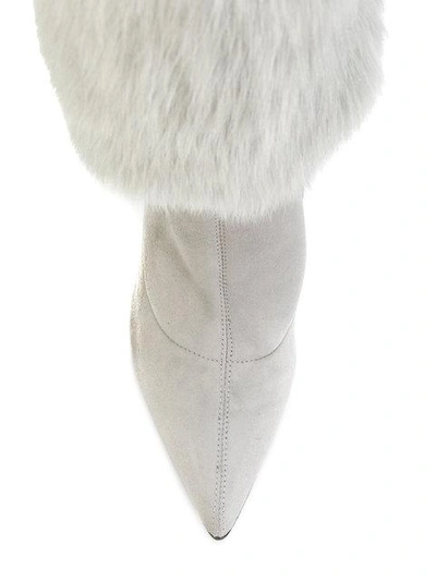 Shop Baldinini Faux Fur Trim Boots - Grey