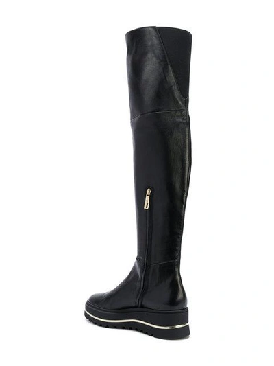 Shop Baldinini Geometric Detail Flatform Boots In Black