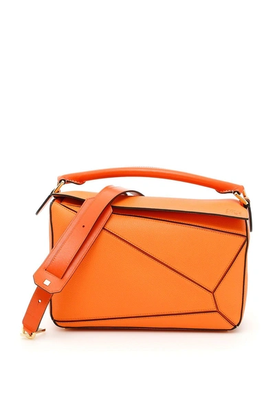 Shop Loewe Puzzle Bag In Apricot-orangearancio
