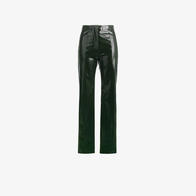 Shop Acne Studios Tugi Vinyl Slim Leg Trousers In Green