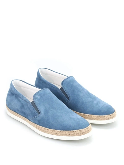 Shop Tod's Slip-on Shoes In Suede In Guado+corda Naturale+fondo Bia