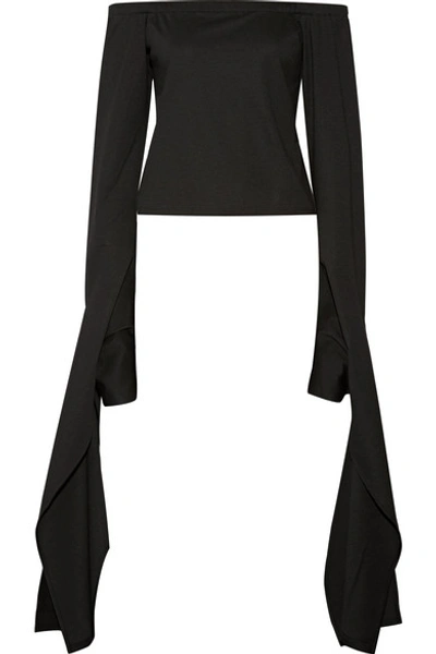 Shop Sid Neigum Off-the-shoulder Draped Stretch-jersey Top In Black