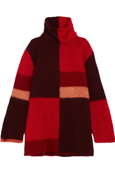 Shop Roksanda Ekema Oversized Color-block Wool-blend Turtleneck Sweater
