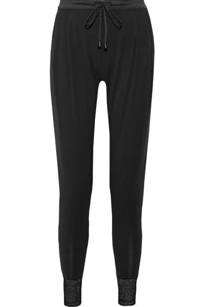 Shop Calvin Klein Underwear Decadence Lace-trimmed Modal-blend Pajama Pants In Black