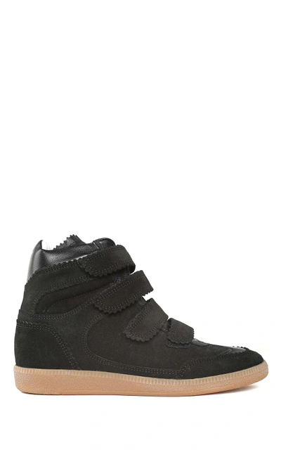Shop Isabel Marant Bilsy Concealed-wedge Leather And Suede Trainers In Nero