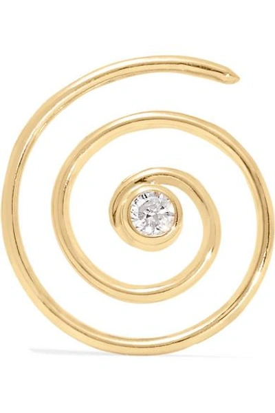 Shop Beaufille Spiral 10-karat Gold Diamond Earring