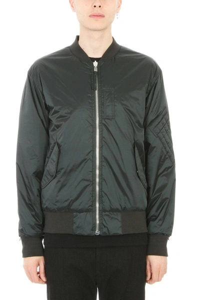 Shop Helmut Lang Reflective Nylon Black Bomber Jacket