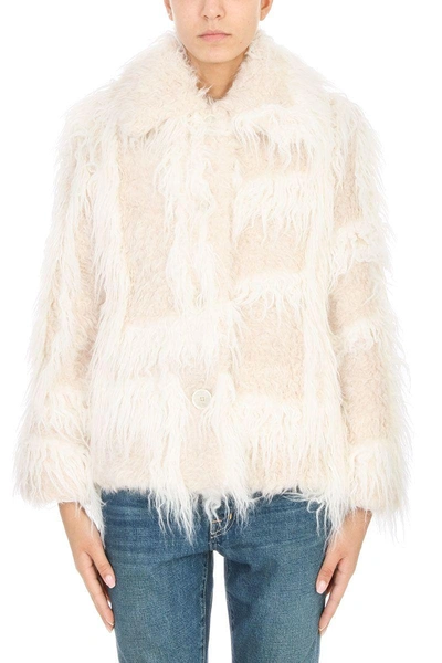 Shop Helmut Lang Mongolian White Pink Faux Fur