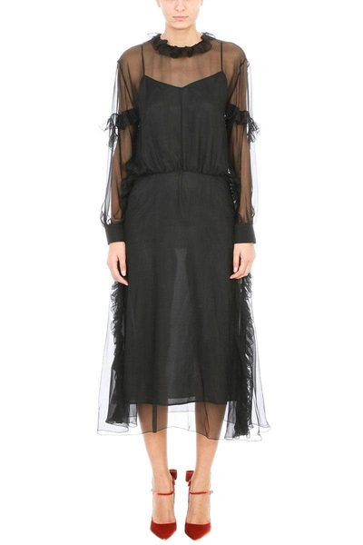 Shop Rochas Black Silk Dress