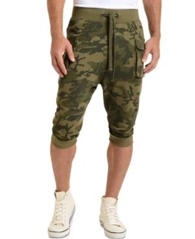 Shop 2(x)ist Athleisure Men's Cropped Cargo Pants In Olive Camo