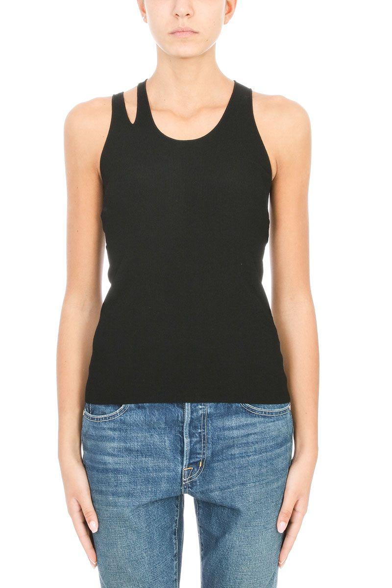 Helmut Lang Rib Tank With Shoulder Cut Out In Black | ModeSens