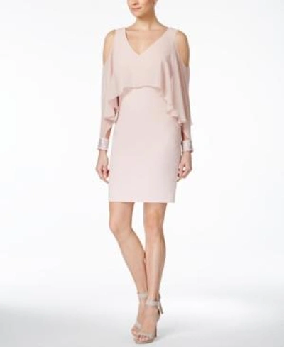 Shop Calvin Klein Cold-shoulder Popover Sheath Dress In Petal