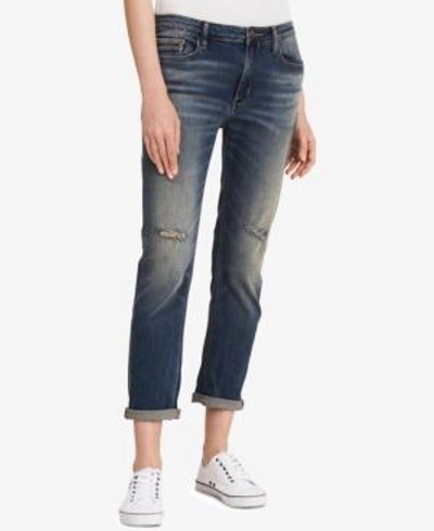 Shop Calvin Klein Jeans Est.1978 Ripped Slim-fit Boyfriend Jeans In Tinted Dust